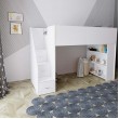 Cubby House Bunk Bed With Open Shelves and Easy Climb Steps